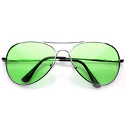 zeroUV Retro Metal Color Tinted Lens Aviator Sunglasses 8405 59mm Sunglasses