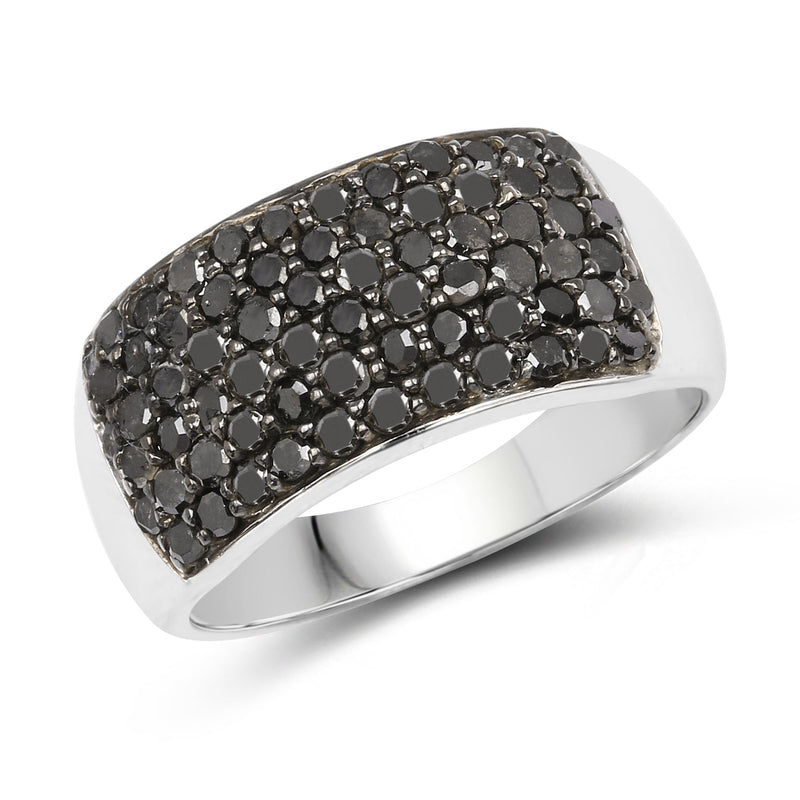 Bids.com 1.21 Carat Genuine Black Diamond .925 Sterling Silver Ring Rings