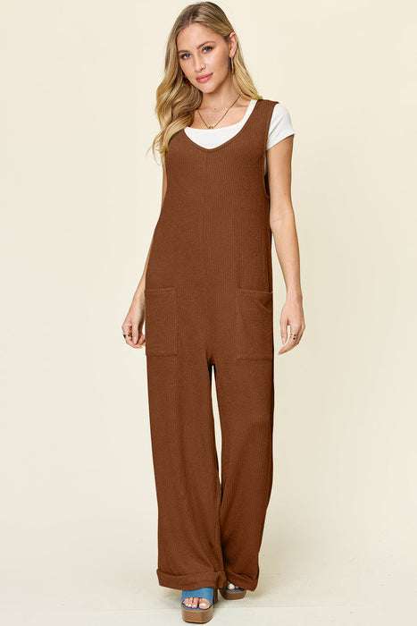 Double Take Texture Sleeveless Wide Leg Jumpsuit