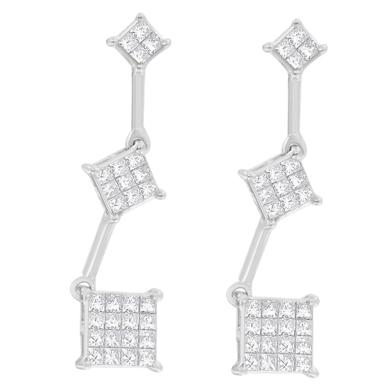 Bids.com 14K White Gold 1 cttw Princess Cut Diamond Earrings (G-H, VS1-VS2) Earrings