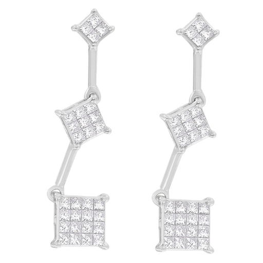 Bids.com 14K White Gold 1 cttw Princess Cut Diamond Earrings (G-H, VS1-VS2) Earrings