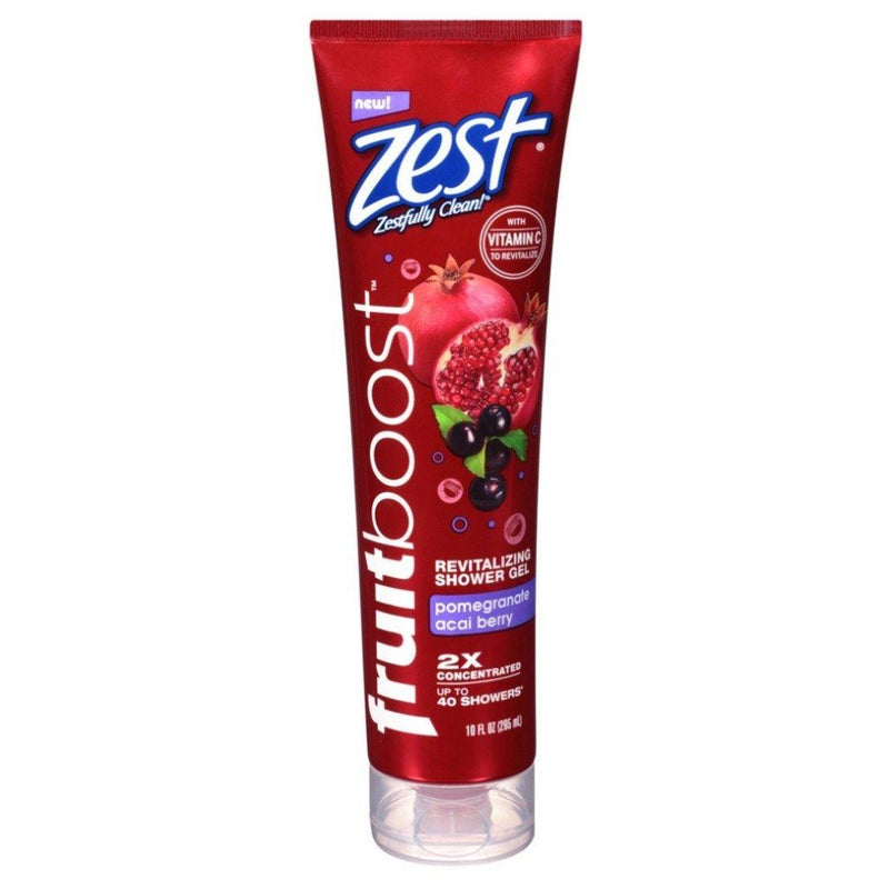 Zest Zest Fruitboost Pomegranate Acai Berry Revitalizing Shower Gel 10 Fl. Oz. Tube Bath & Body White Smoke