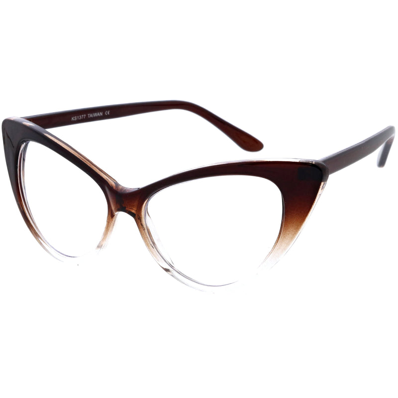 zeroUV 1950's Vintage Mod Fashion Cat Eye Clear Lens Glasses 8435 Glasses