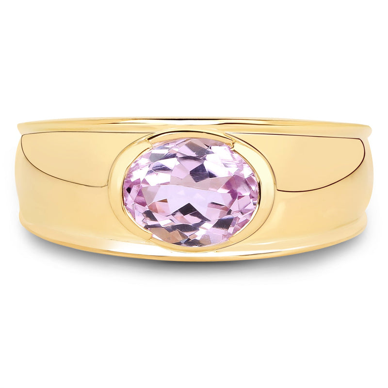 Bids.com 14K Yellow Gold Plated 2.40 Carat Genuine Kunzite .925 Sterling Silver Ring Rings