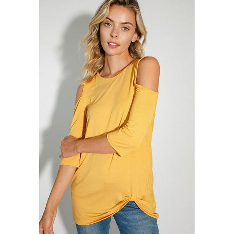 Plus Solid Cold Shoulder Top