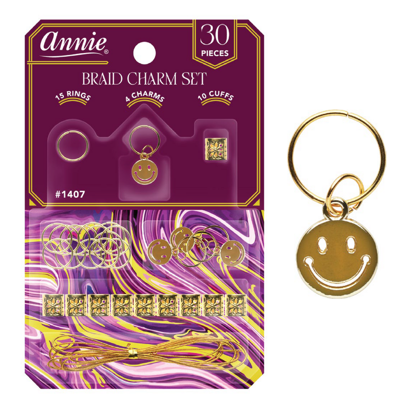 Mill's Beauty Supply Annie Braid Charm Set, Smiley Face - 1 pk Hair Accessories
