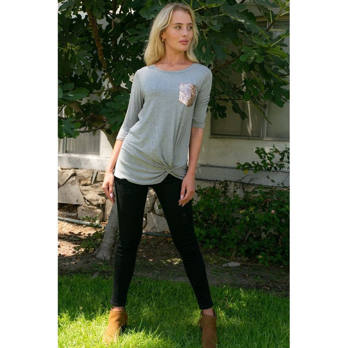 Plus Solid Sequence Pocket Tunic Top