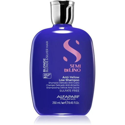 VIP Extensions Alfaparf Semi Di Lino Blonde Anti-Yellow Low Shampoo, 8.45 oz Shampoo White Smoke