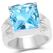 Bids.com 7.50 Carat Genuine Swiss Blue Topaz .925 Sterling Silver Ring Rings