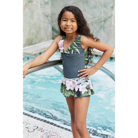 Marina West Swim Kid's Clear Waters Swim Dress in Aloha Forest