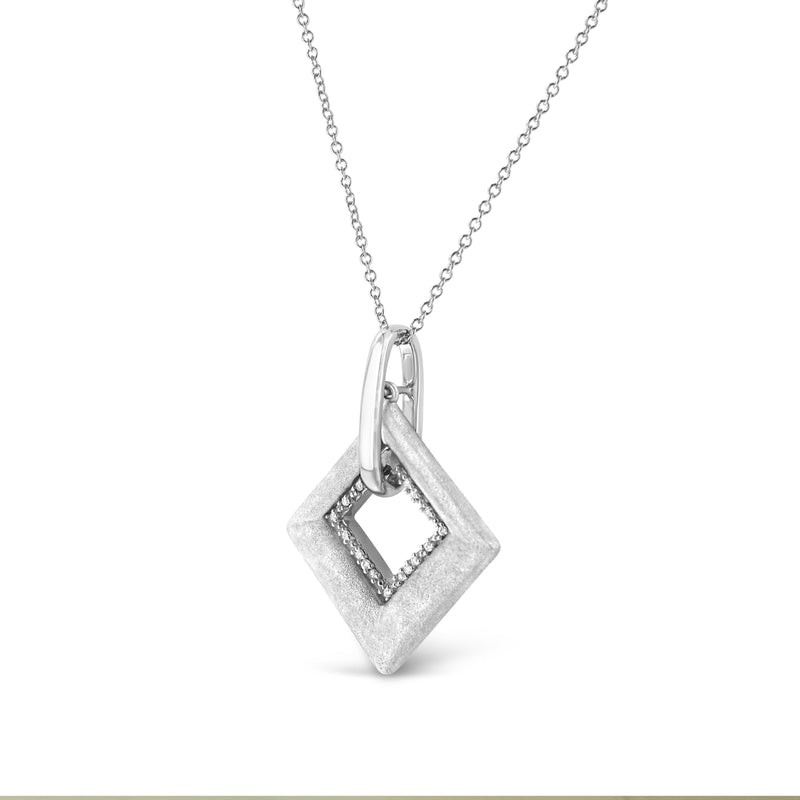 Bids.com .925 Sterling Silver Pave-Set Diamond Accent Kite Shape 18" Pendant Necklace (I-J Color, I1-I2 Clarity) Necklaces