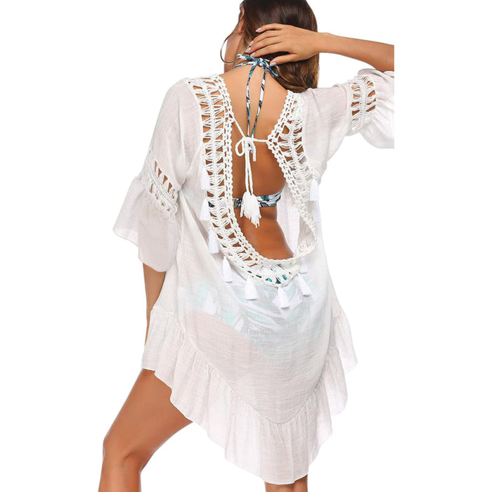 Backless Cutout Three-Quarter Sleeve Cover Up