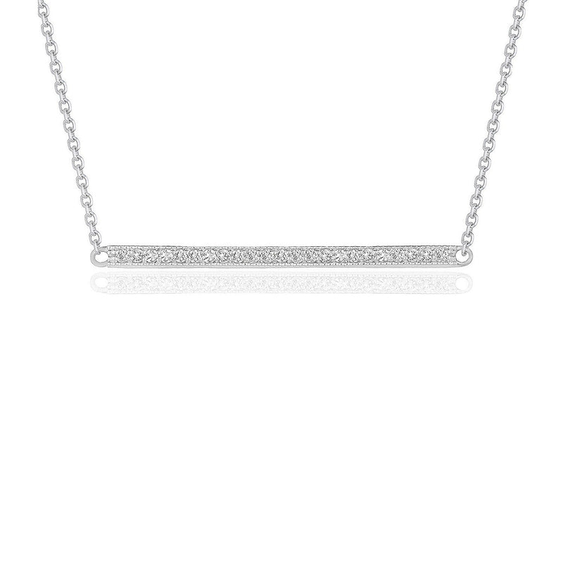 Bids.com Diamond Bar Pendant in 14k White Gold (1/4 cttw) Necklaces