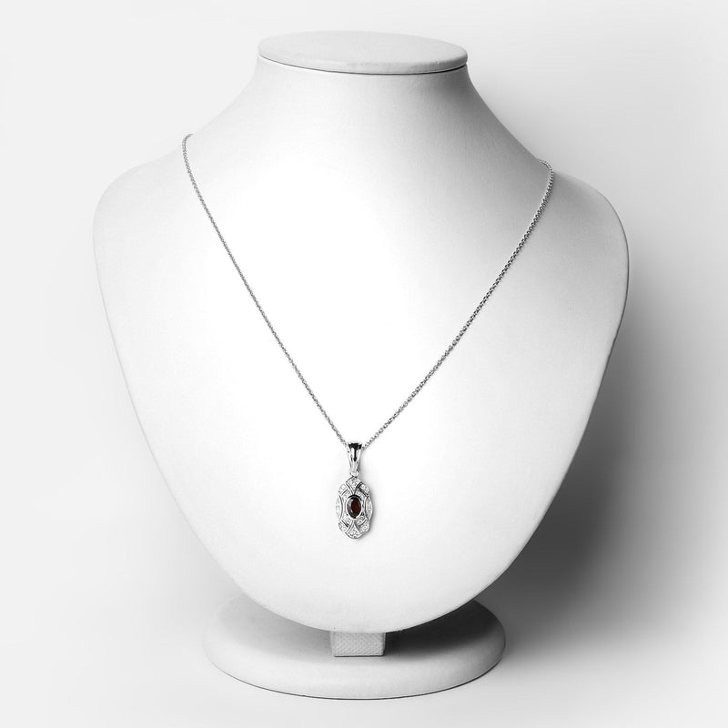 Bids.com 0.63 Carat Genuine Garnet and White Topaz .925 Sterling Silver Pendant Pendants