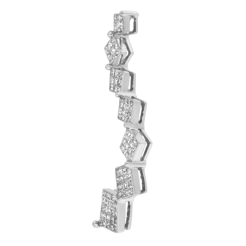 Bids.com 10K White Gold 1 cttw Diamond Snake Curved Pendant Necklace (H-I, I1-I2) Necklaces