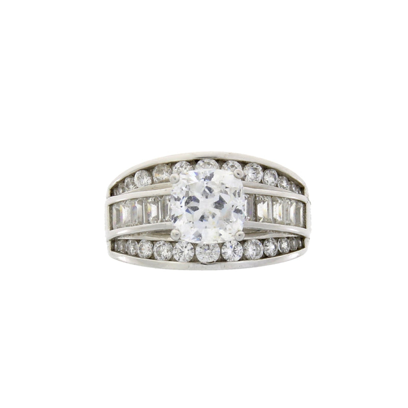 Bids.com Cubic Zirconium CZ SS Bridal Sterling Silver Rings