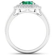 Bids.com 1.97 Carat Genuine Zambian Emerald  and White Diamond 14K White Gold Ring Rings