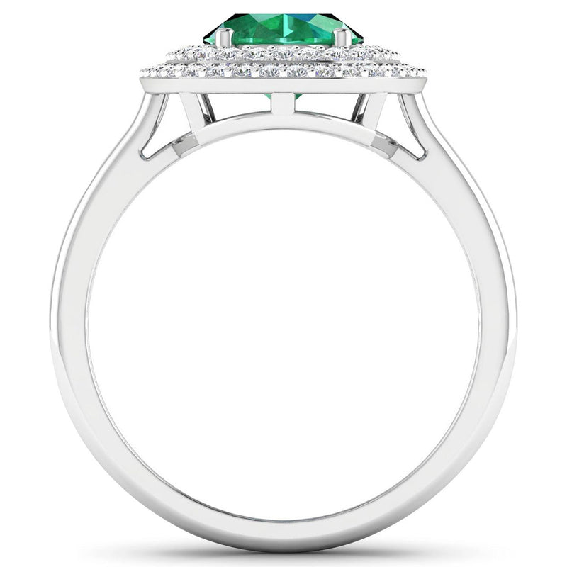 Bids.com 1.97 Carat Genuine Zambian Emerald  and White Diamond 14K White Gold Ring Rings