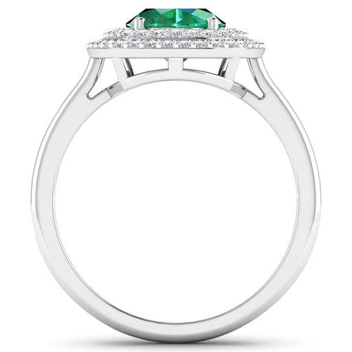 Bids.com 1.97 Carat Genuine Zambian Emerald  and White Diamond 14K White Gold Ring Rings