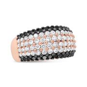 Bids.com 18K Rose Gold 2 1/5 Cttw Black and White Diamond 6 Row Band Ring (F-G and Black Color, VS1-VS2 Clarity) - Ring Size 7 Rings