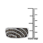 Bids.com 0.64 Carat Genuine Champagne Diamond & White Diamond .925 Sterling Silver Ring Rings