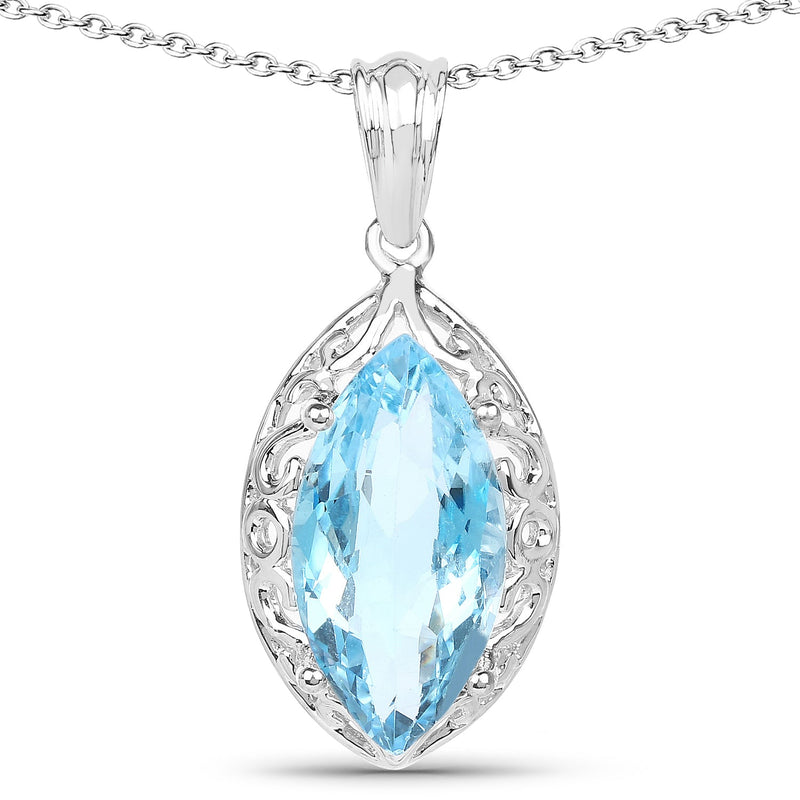 Bids.com 8.22 Carat Genuine Swiss Blue Topaz .925 Sterling Silver Pendant Pendants