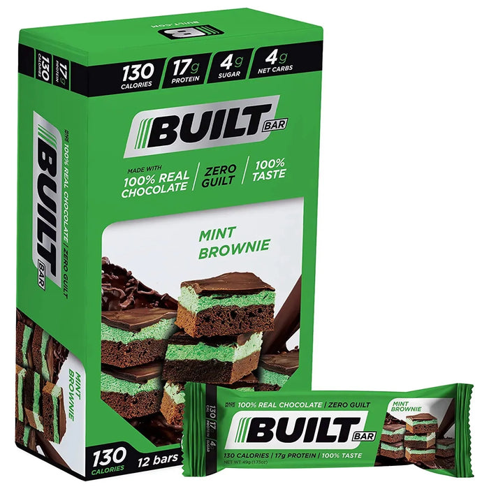 Built Bar - Protein Bar Mint Brownie (Pack of 12-49 Grm )