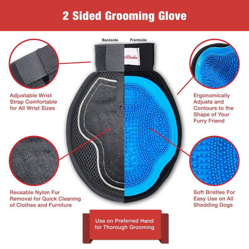 Warren London 2 in 1 Pet Grooming Glove for Dogs & Cats - Double Sided Pet Grooming Supplies