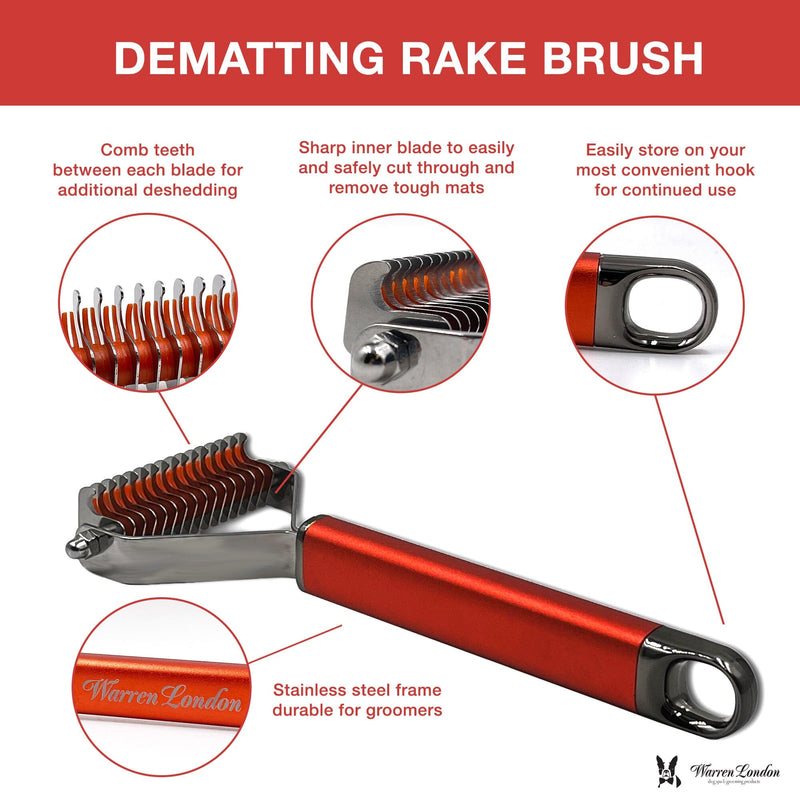 Warren London Dematting Rake Brush for Dogs and Cats Pet Combs & Brushes