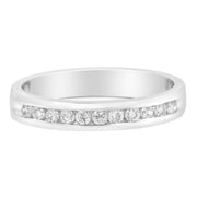 Bids.com 18K White Gold 1/4 Cttw Channel Set Brilliant Round-Cut Diamond Classic 11 Stone Wedding Band Ring (E-F Color, I1-I2 Clarity) - Size 5 Rings