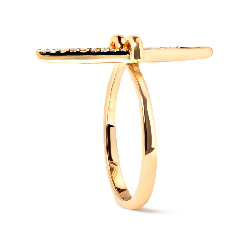 Bids.com 14K Yellow Gold 1/5 Cttw Diamond Double Triangle Ring (G-H Color, SI1-SI2 Clarity) - Size 7 Rings