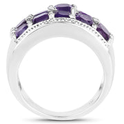 Bids.com 2.80 Carat Genuine Amethyst .925 Sterling Silver Ring Rings