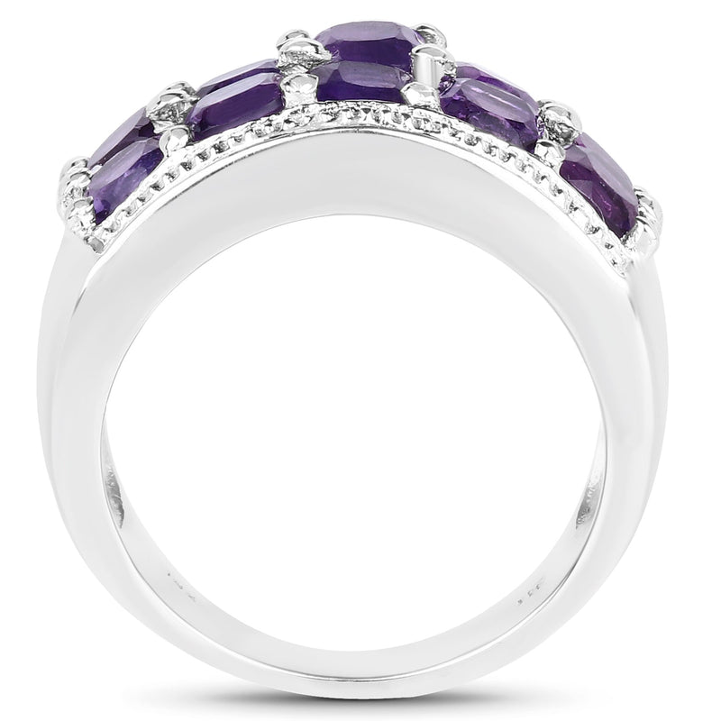 Bids.com 2.80 Carat Genuine Amethyst .925 Sterling Silver Ring Rings