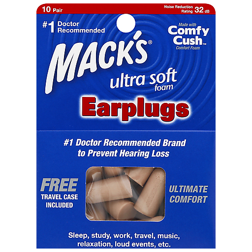 Mack's Mack's Ultra Soft Foam Earplugs - 20 Pair Bonus Pack, High Noise Reduction Earplugs
