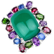 Bids.com 26.67 Carat Genuine Multi Stones .925 Sterling Silver Ring Rings