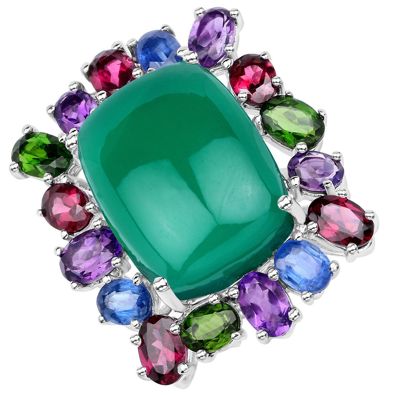 Bids.com 26.67 Carat Genuine Multi Stones .925 Sterling Silver Ring Rings