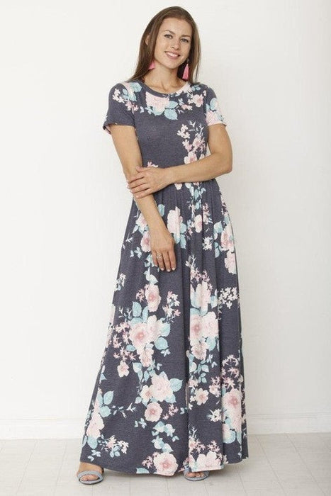 Short Sleeve Maxi Dress with Hidden Pocket