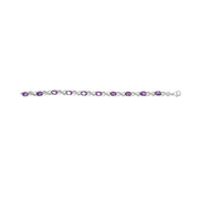 Bids.com .925 Sterling Silver Oval Purple Amethyst and Diamond Infinity Link Bracelet (I-J Color, I1-I2 Clarity) - 7" Inches Bracelets