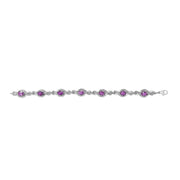 Bids.com .925 Sterling Silver 1/10 Cttw Natural Round Diamond and 7X5MM Oval Amethyst Cross Tennis Bracelet (I-J Color, I1-I2 Clarity) - 7" Bracelets