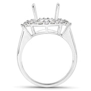 Bids.com 0.83 Carat Genuine White Diamond 14K White Gold Semi Mount Ring - holds 11x9mm Oval Gemstone Rings