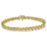 Bids.com 10K Yellow Gold Plated .925 Sterling Silver 7.0 cttw 2-Prong Set Round Brilliant Cut Diamond "S" Link Bracelet (J-K color, I1-I2 clarity) - 7" Bracelets