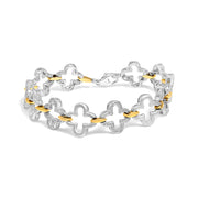 Bids.com .925 Two-tone Sterling Silver 1/10 Cttw Natural Round Diamond Fashion Tennis Bracelet (I-J Color, I1-I2 Clarity) - 7" Bracelets