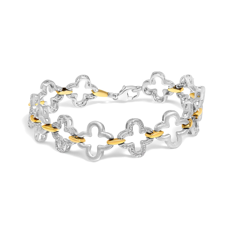 Bids.com .925 Two-tone Sterling Silver 1/10 Cttw Natural Round Diamond Fashion Tennis Bracelet (I-J Color, I1-I2 Clarity) - 7" Bracelets