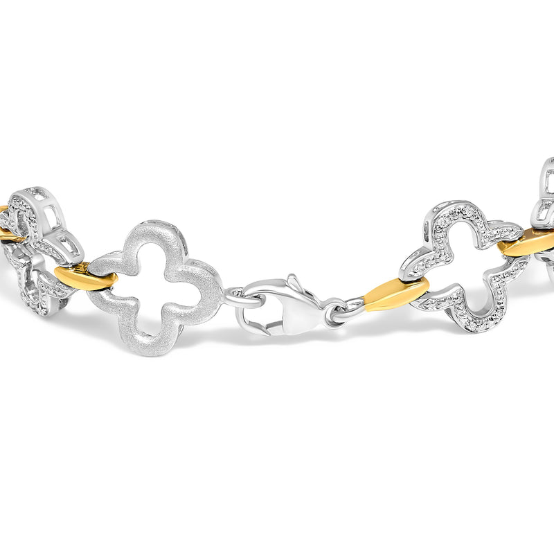 Bids.com .925 Two-tone Sterling Silver 1/10 Cttw Natural Round Diamond Fashion Tennis Bracelet (I-J Color, I1-I2 Clarity) - 7" Bracelets