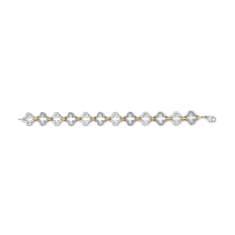 Bids.com .925 Two-tone Sterling Silver 1/10 Cttw Natural Round Diamond Fashion Tennis Bracelet (I-J Color, I1-I2 Clarity) - 7" Bracelets