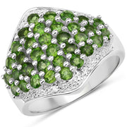 Bids.com 2.41 Carat Genuine Chrome Diopside and White Topaz .925 Sterling Silver Ring Rings