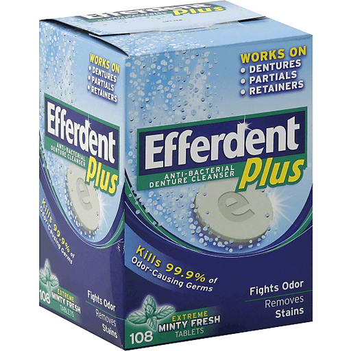 Efferdent Efferdent Plus Denture Cleanser, Extreme Minty Fresh, Tablets Facial Cleansers White Smoke