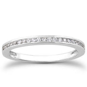 Bids.com 14k White Gold Slender Channel Set Diamond Wedding Ring Band Set 1/2 Around Rings