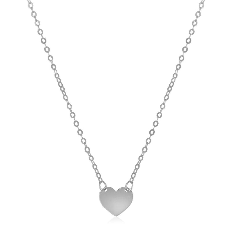 Bids.com 14k White Gold Polished Mini Heart Necklace Necklaces