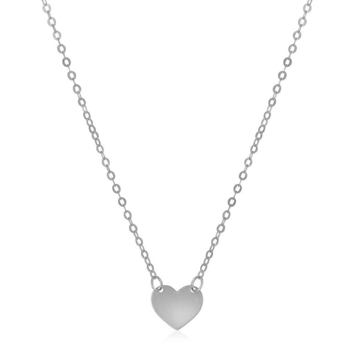 Bids.com 14k White Gold Polished Mini Heart Necklace Necklaces
